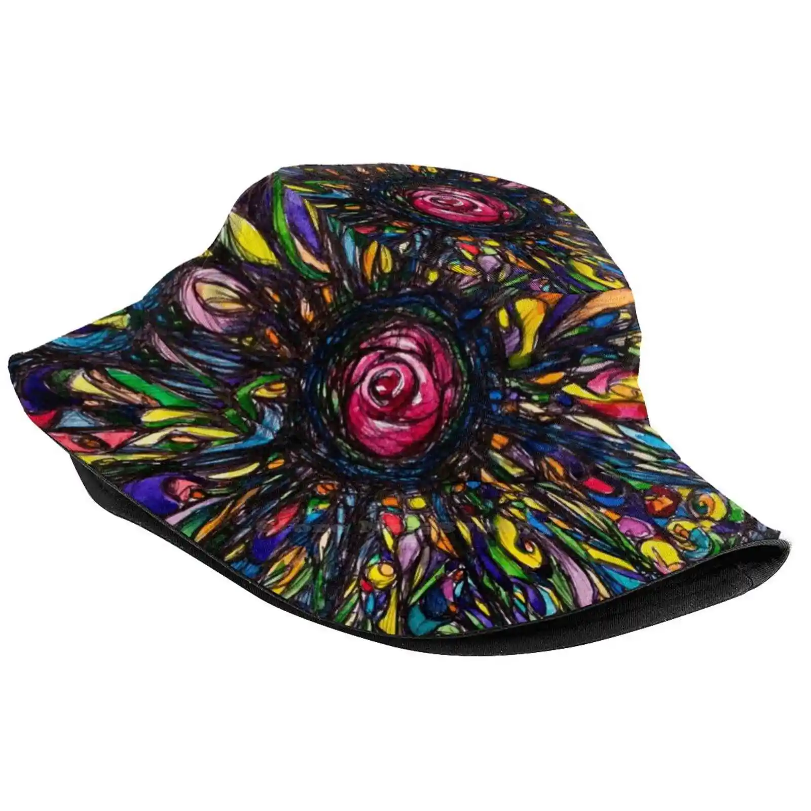 Rose Window Light Causal Cap Buckets Hat Windows Light Watercolor Ink Ethereal Beauty Inspiration Background Pattern Gothic