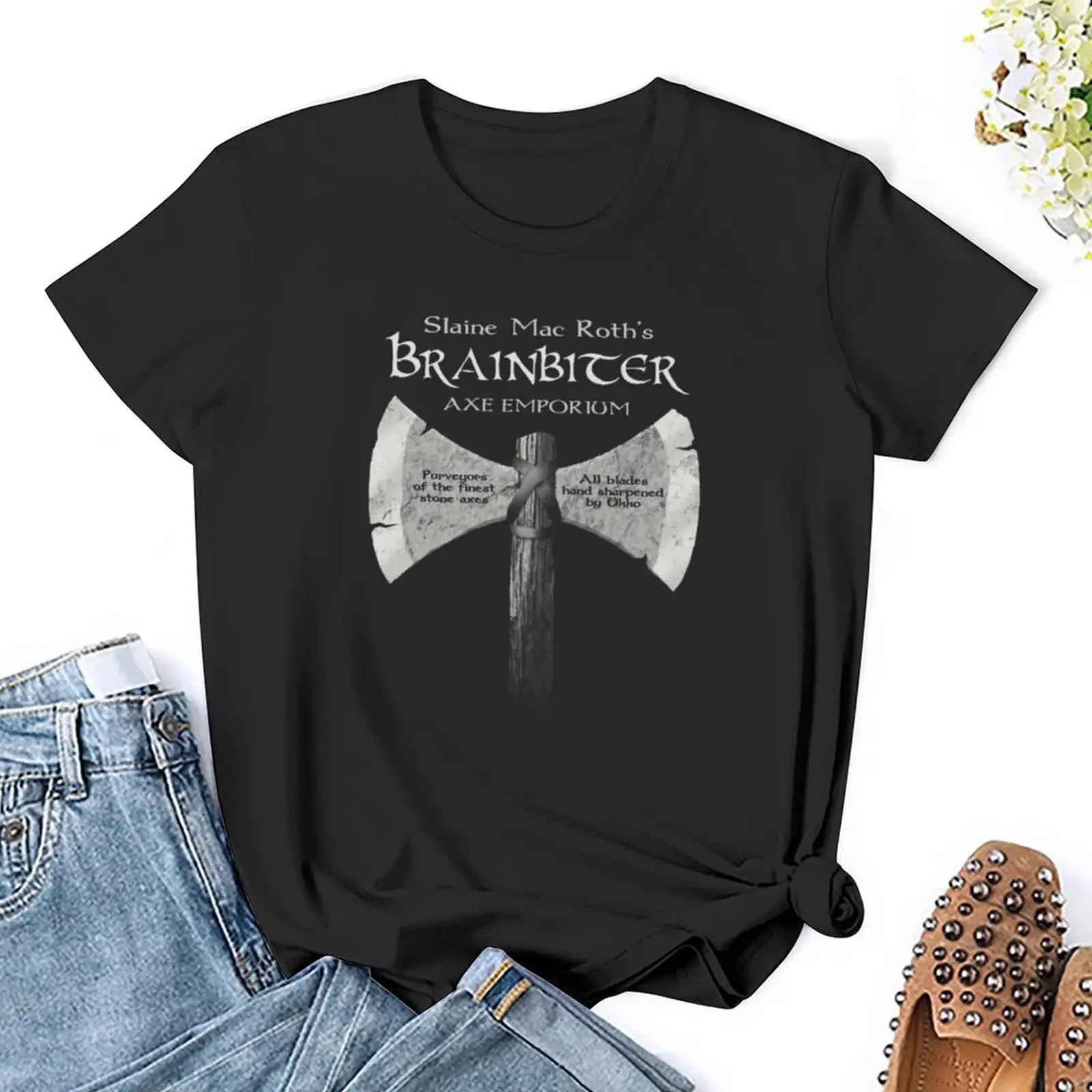 Slaine Mac Roth's Axe Emporioum T-Shirt vintage clothes Blouse lady clothes summer top Summer Women's clothing