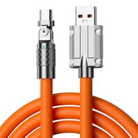 USB A 180 Degree Silicone Data Cable 120W IOS/Type C/micro USB Rotation Silicone Charging Cable 1M/2M Liquid Silicone