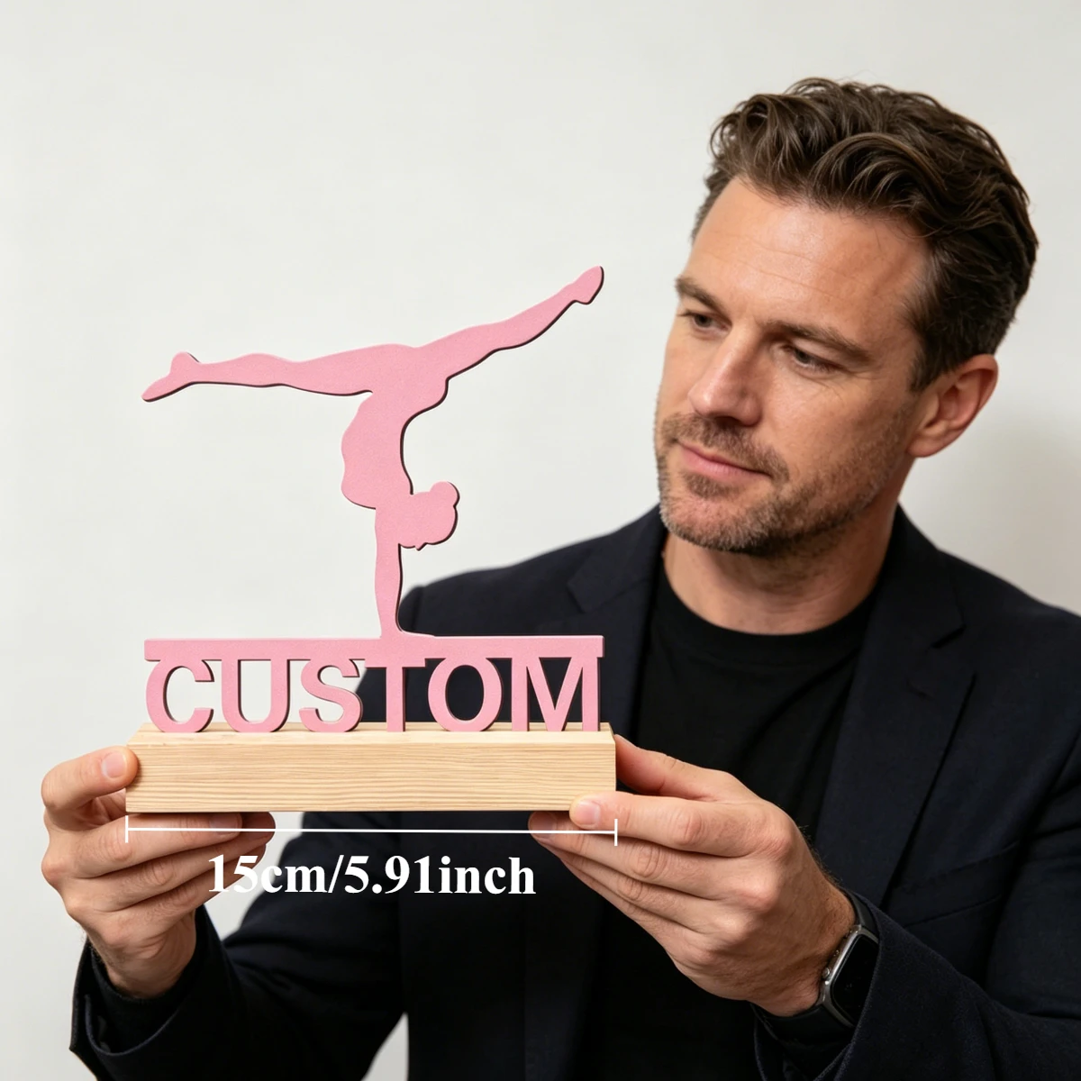 1pc Custom Gymnastic Girl Wooden Name Ornament,Freestanding Sign for Home Room Office Tabletop Decor,Ideal Birthday Wedding Gift