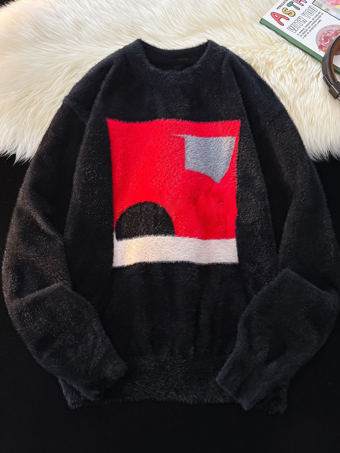 

Men's round Ne Pullover Sweater Autumn Winter Loose Fit Spor Retro Sle Mink Velvet Knittedwear Korean Trend for Teens