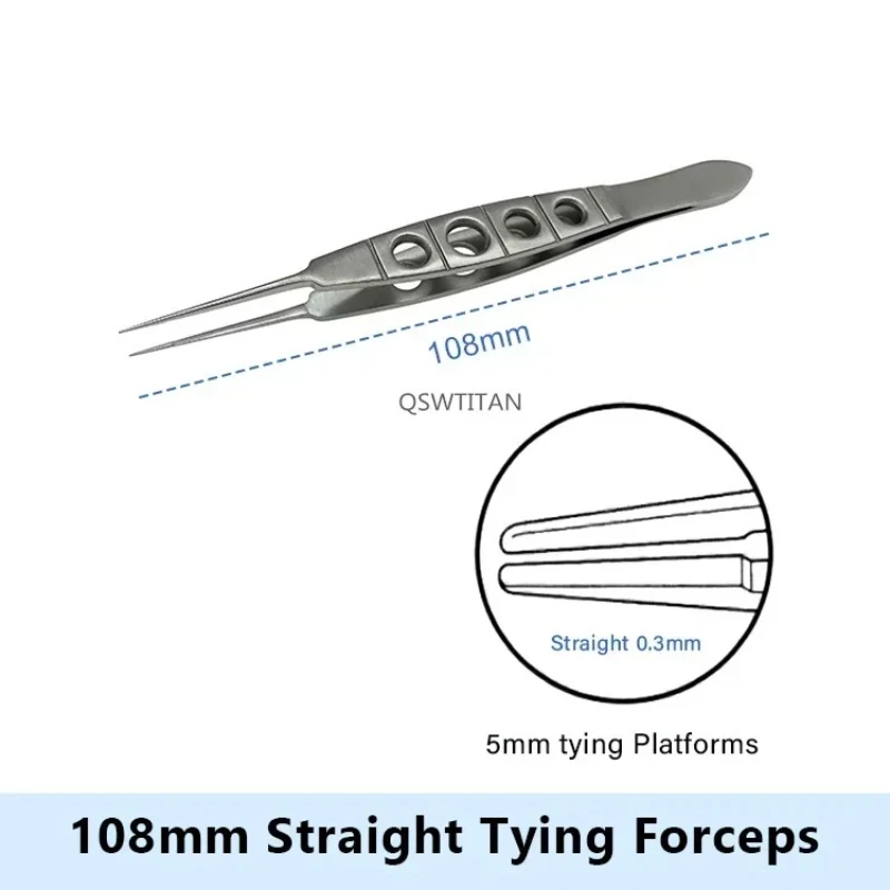 QSWTITAN ملقط العيون الفولاذ المقاوم للصدأ ملقط مسنن 108 مللي متر أداة طب العيون 1 قطعة