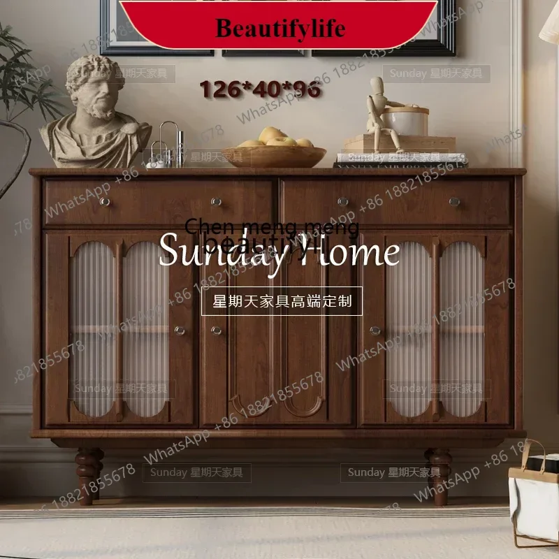

G153 S American retro walnut color bucket cabinet, living room shoe cabinet, dining side cabinet can be customized