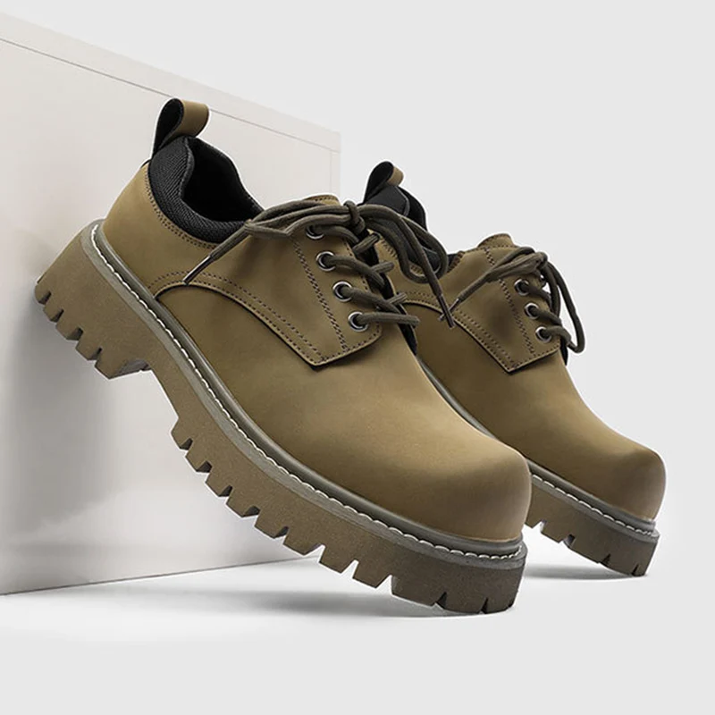 

2026 Spring Autumn Mens Brogue Shoes Thick Sole 3cm Office Party Shoes Brand Male Footwear Black Yellow Plus Size 45 D755