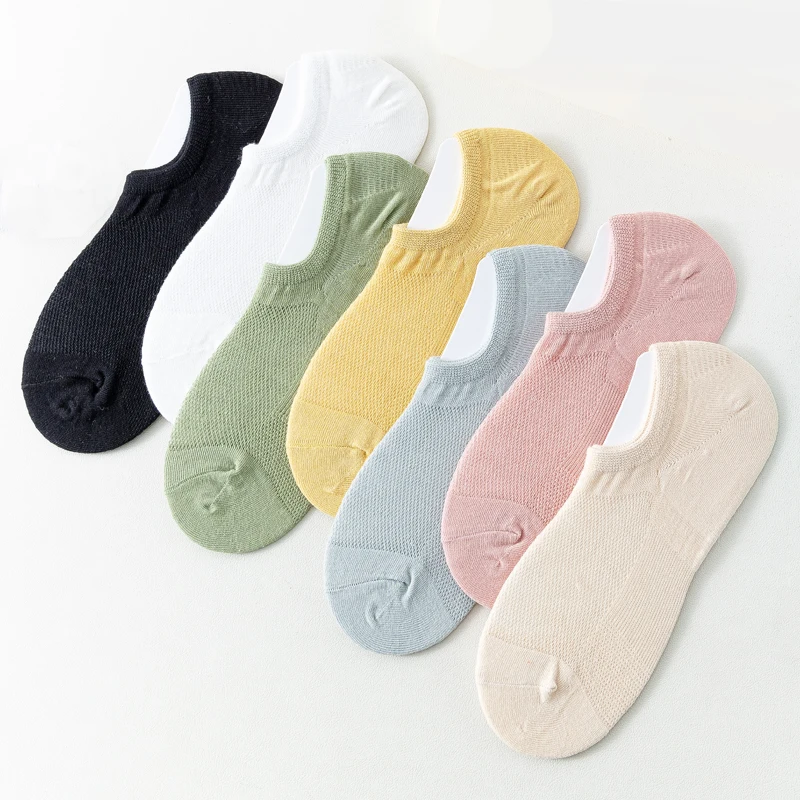 High Quality Cotton Invisible Boat Socks For Woman Summer Mesh Silicone Non-slip Low Female Now Show Breathable Wholesale