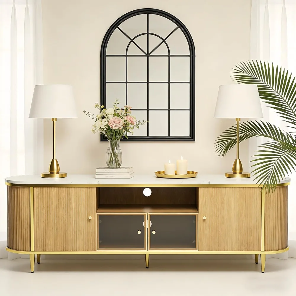 

70" Fluted TV Stand with Storage, Modern Entertainment Center for TVs Up to 80”, TV Console with Spaciouse, Customized