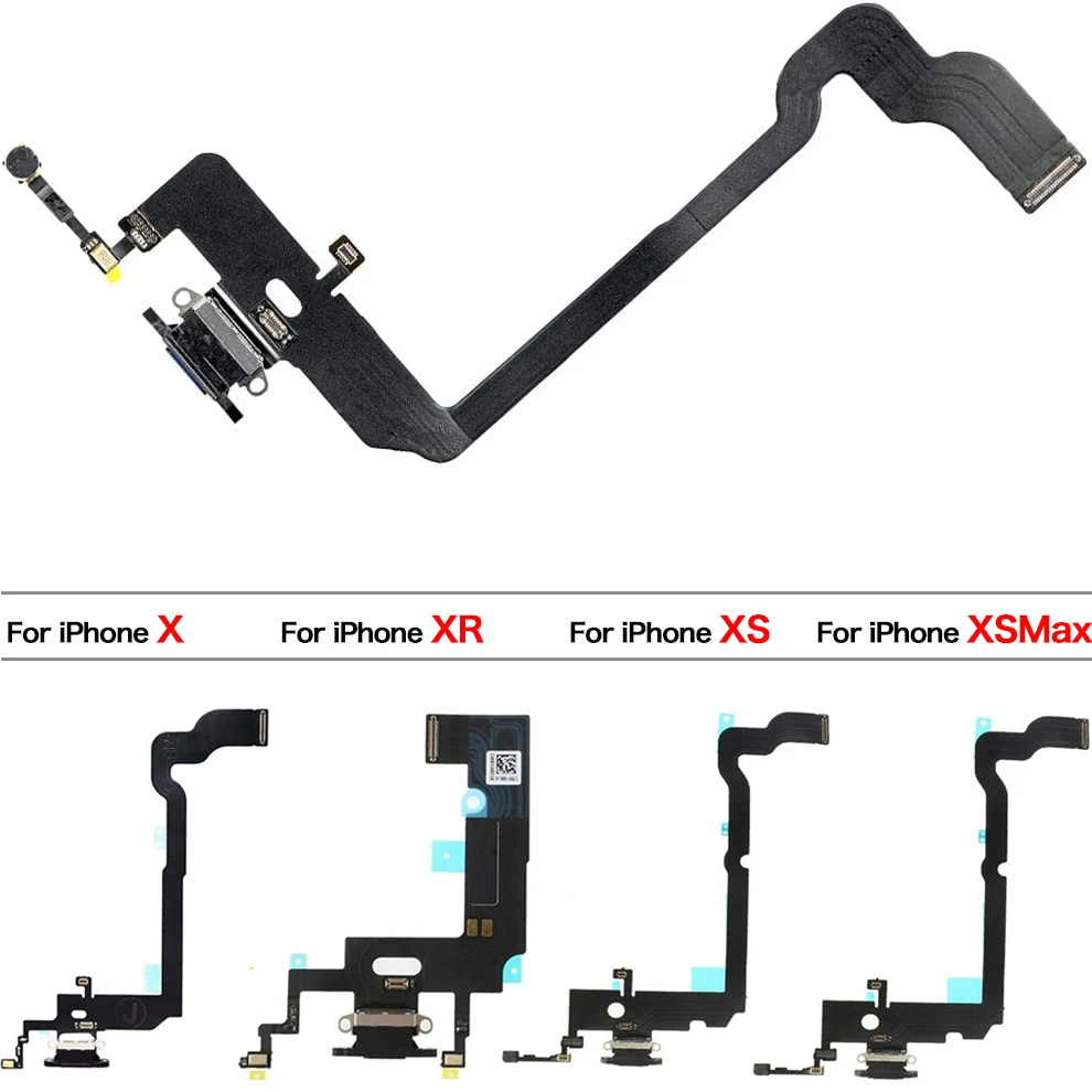 Charging Port Flex For iPhone X XR XS Max USB Charger Dock Connector Flex Cable With Mic Module Replacement Parts