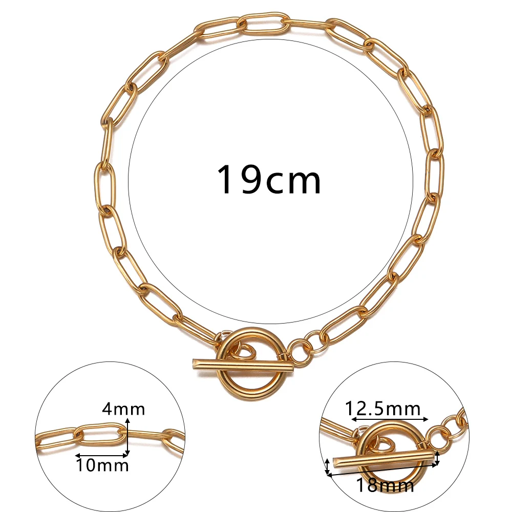 Stainless Steel Gold Color OT Clasp Chain Bracelet for Women Minimalist Silver Color Bangle New in Designer Fashion Jewelry DIY