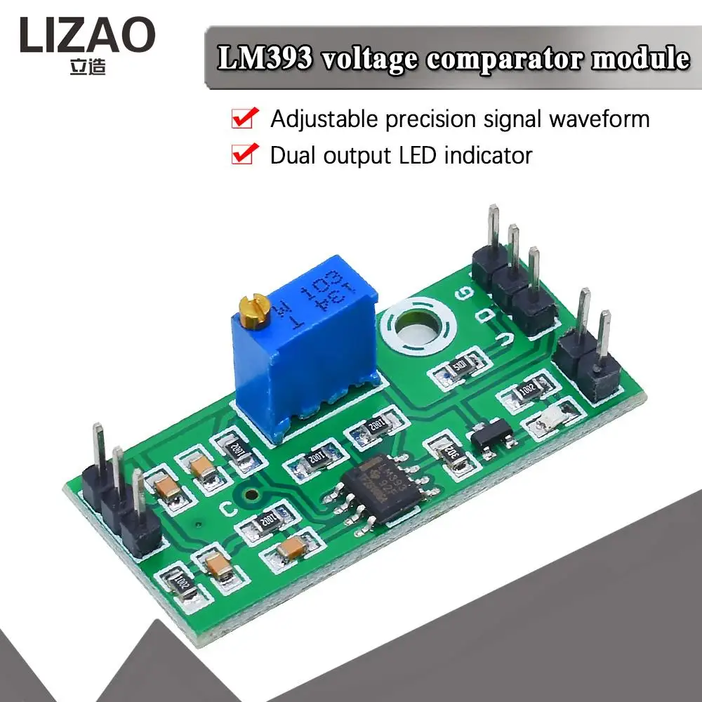 LM393 3.5-24V Voltage Comparator Module High Level Output Analog Comparator Control With LED Indicator