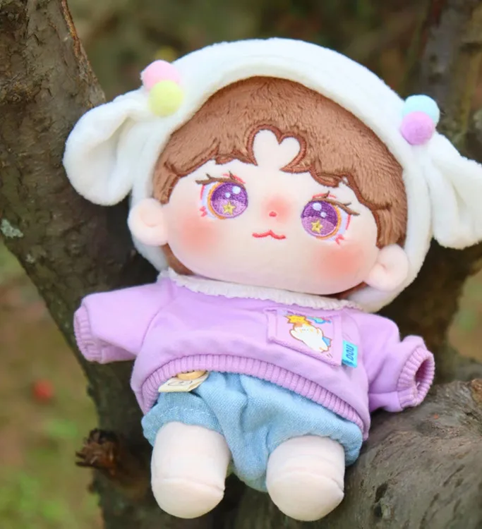 New 20cm Plush Kpop EXO idol Stuffed Super Star Figure Dolls With Hair Cotton Baby Doll Toys Plushies YiBo Fans Collection Gift