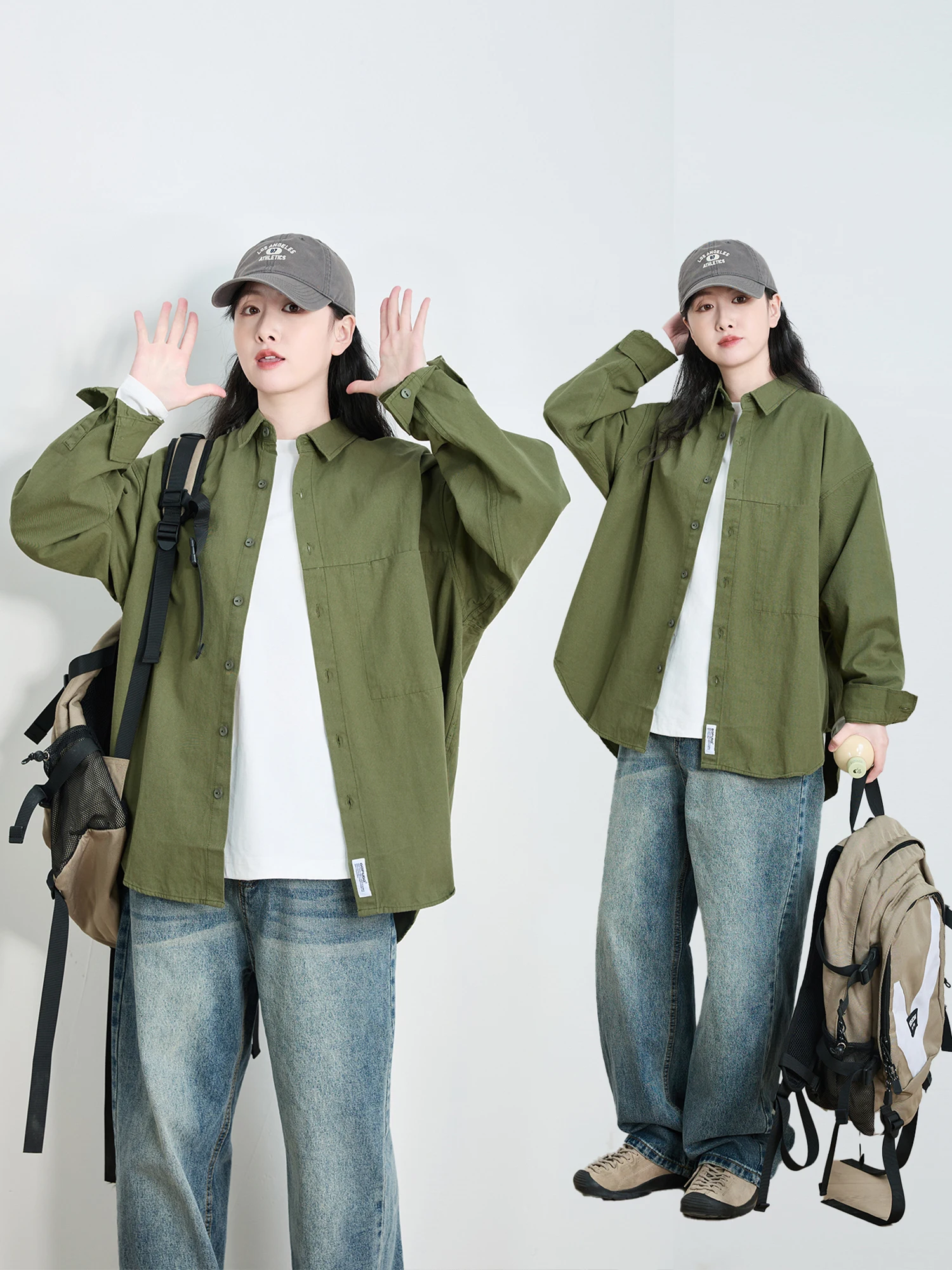 

Spring Autumn Loose Fit Long Sve Cotton Workwear irt ex Breathable Comfortable Casual Sle Faionable Brand