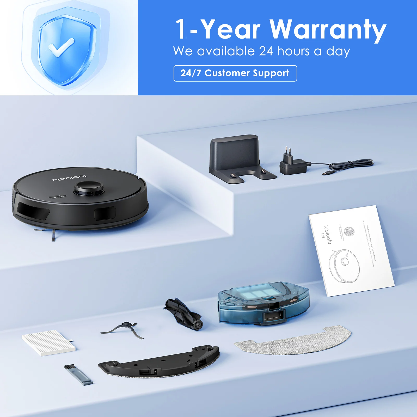 Picture 4: Lubluelu L15 Robot Vacuum And Mop Combo 5000Pa, 3 In 1 Robot Vacuum Cleaner,Robot Vacuum, Auto-Charging, 5 Maps, 30 No-go Zones