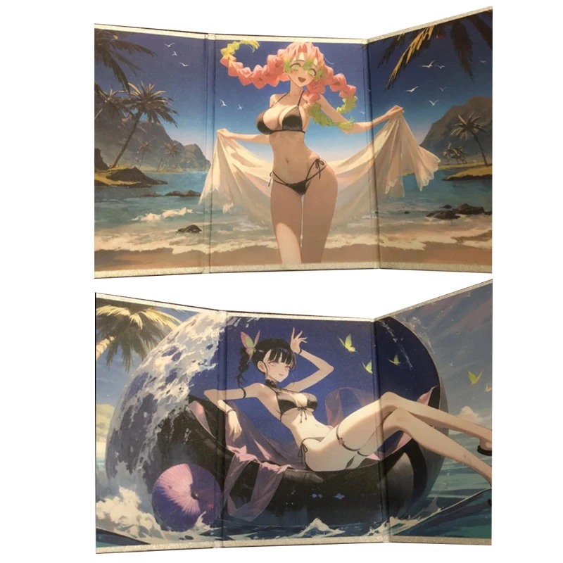

Японское аниме Demon Slayer Kochou Shinobu Kanroji Mitsuri Tri Fold Card Коллекционная карта Рождественский подарок на день рождения игрушка для детей