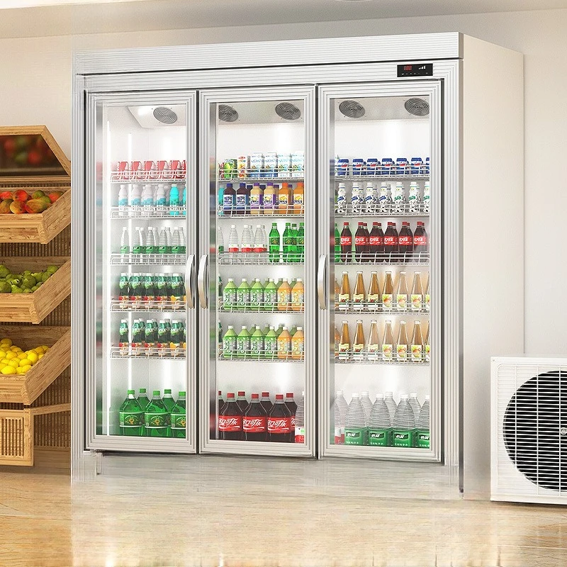 Split beverage cabinet refrigerated display freezer supermarket three doors five doors four doors refrigerator commercial
