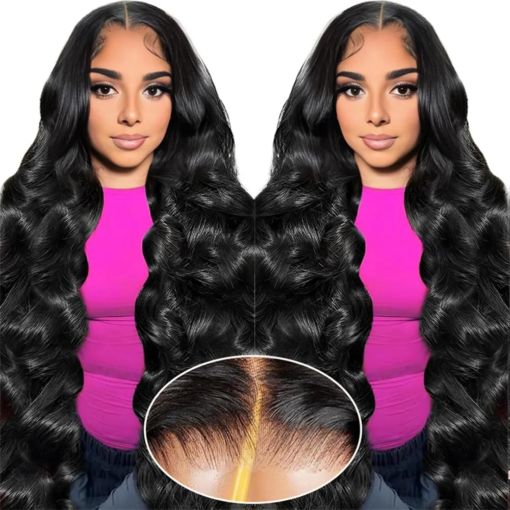 40 Inch Body Wave Pre-Plucked Brazilian Black Hair Wig 13x4 and 13x6 HD Lace Front Wig 360 Transparent Full Lace 220 Density Wig