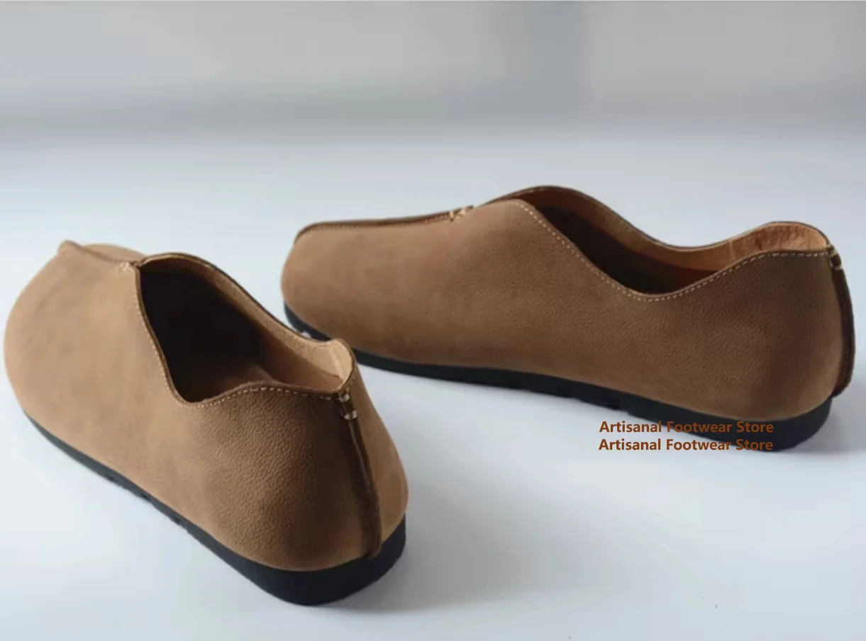 المشمش/القهوة الرجال حذا فردي للسيدات الانزلاق على الجلود الناعمة لينة وحيد حذاء كاجوال كبير جولة تو جلد حذاء كاجوال أحذية رجالي