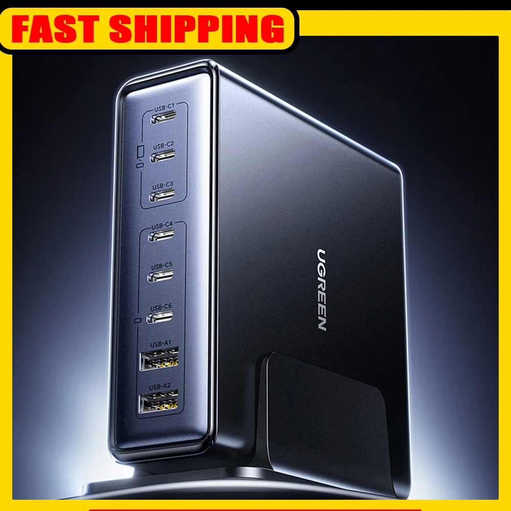 UGREEN 200W GaN Charger 8 in 1 Desktop Laptop Fast Charging Stand For Phone Tablets Smart Watch Desktop Charging Station