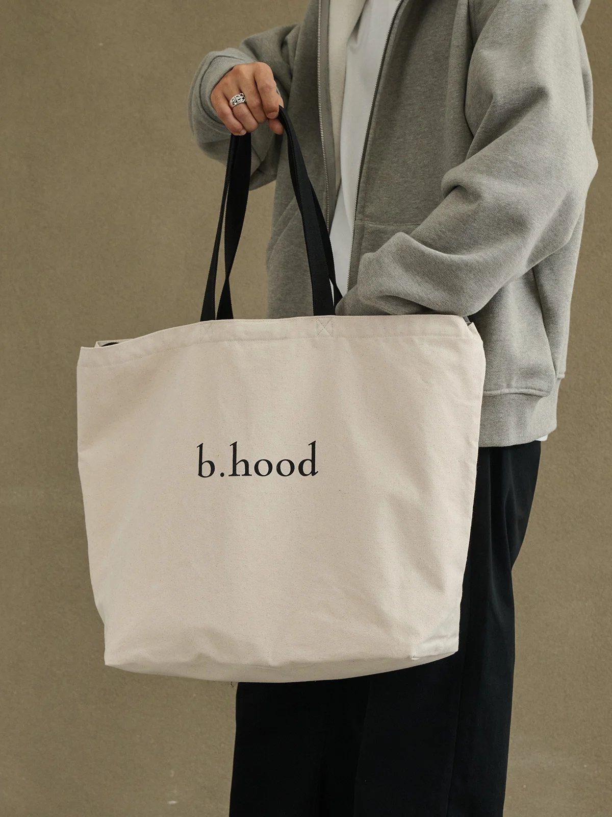 Broshood Bhood Japanese Minimalist Large Capacity Pure Cotton Canvas Tote Bag Single Shoulder Bag Fashionable Trendy Print Ca...