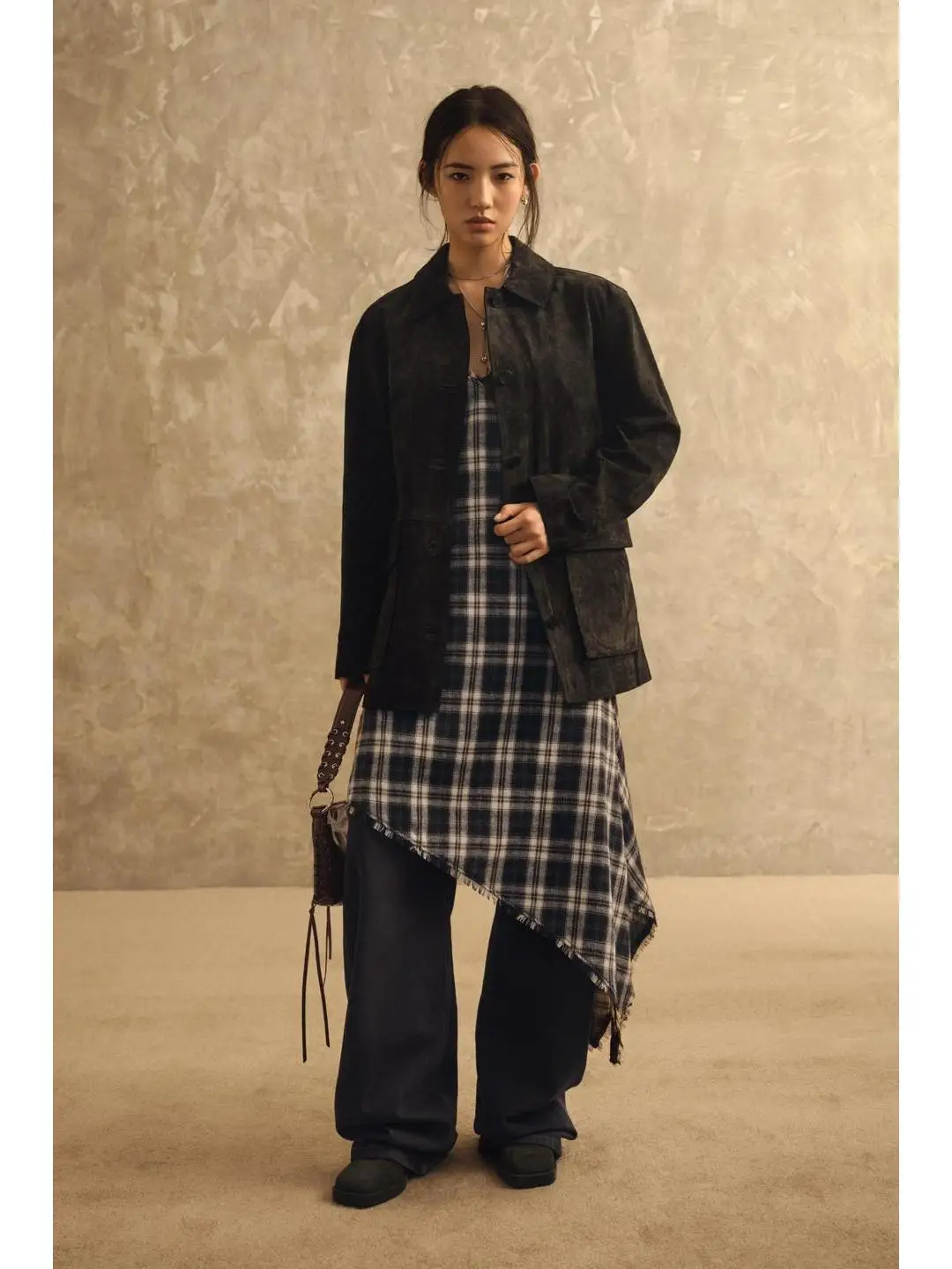 

Asymmetric V-ne Dr Autumn Winter Layered Decorative Top And Skirt Set Casual Sle No Brand Women's Faion Ensemble