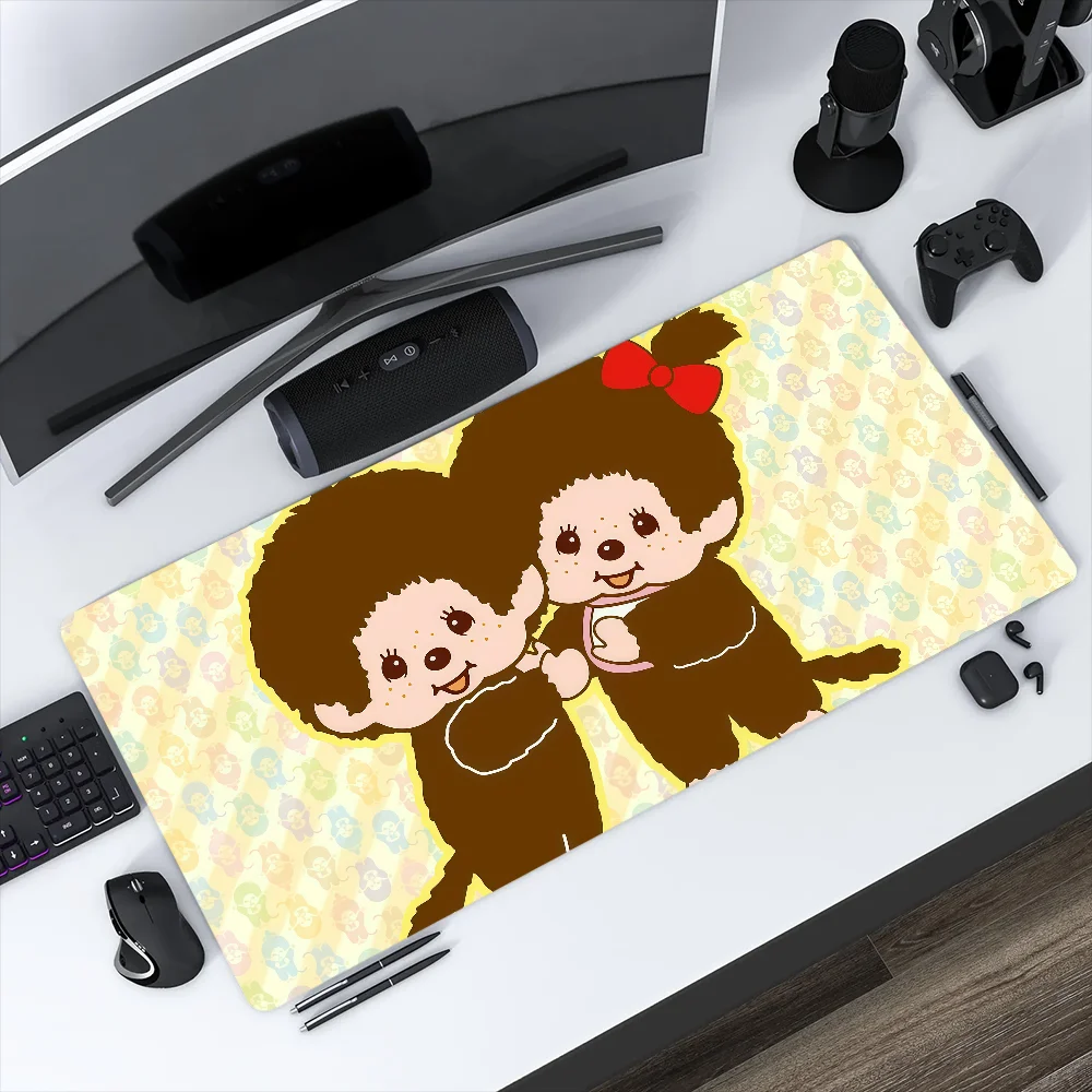 Mouse Pad Non-slip Cute M-Monchhichi Lockedge Office Student Kawaii Gaming Thickened Large Writing Cushion MousePad