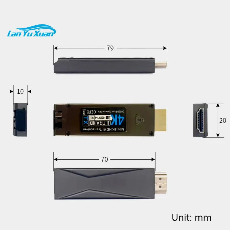 Mini 4K HDMI Extender Over Fiber up to 20km Multimode Dual Fiber LC HDMI Fiber Optic Converter