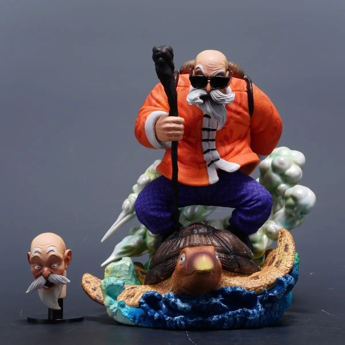 

LS Master Roshi vaub kib Dragon BallZ 9.05Inch/23cm Can be Move PVC Provocation Figure Toys Khoom Plig Rau Cov Kiv cua Anime