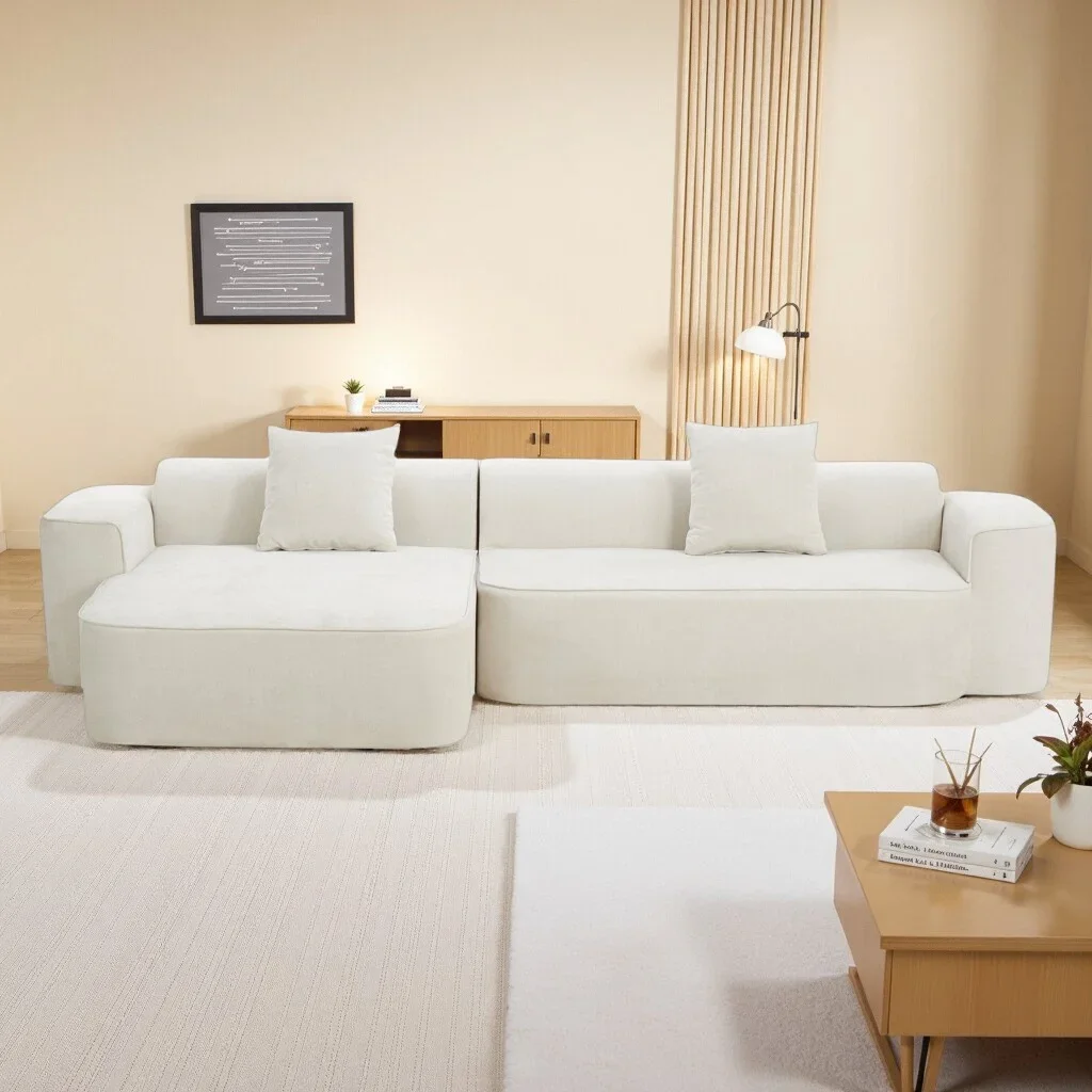 Compression Sofa L-Shaped 3 Seater Set Vacuum Packed High Resilience Foam Long-Lasting Comfort Modern Living Room Furniture