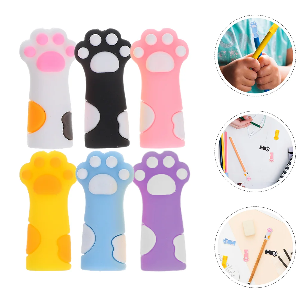 

12 Pcs Cat Paw Pencil Cap Pencils for Kids Holder Silica Gel Cartoon Caps Pupils Lead