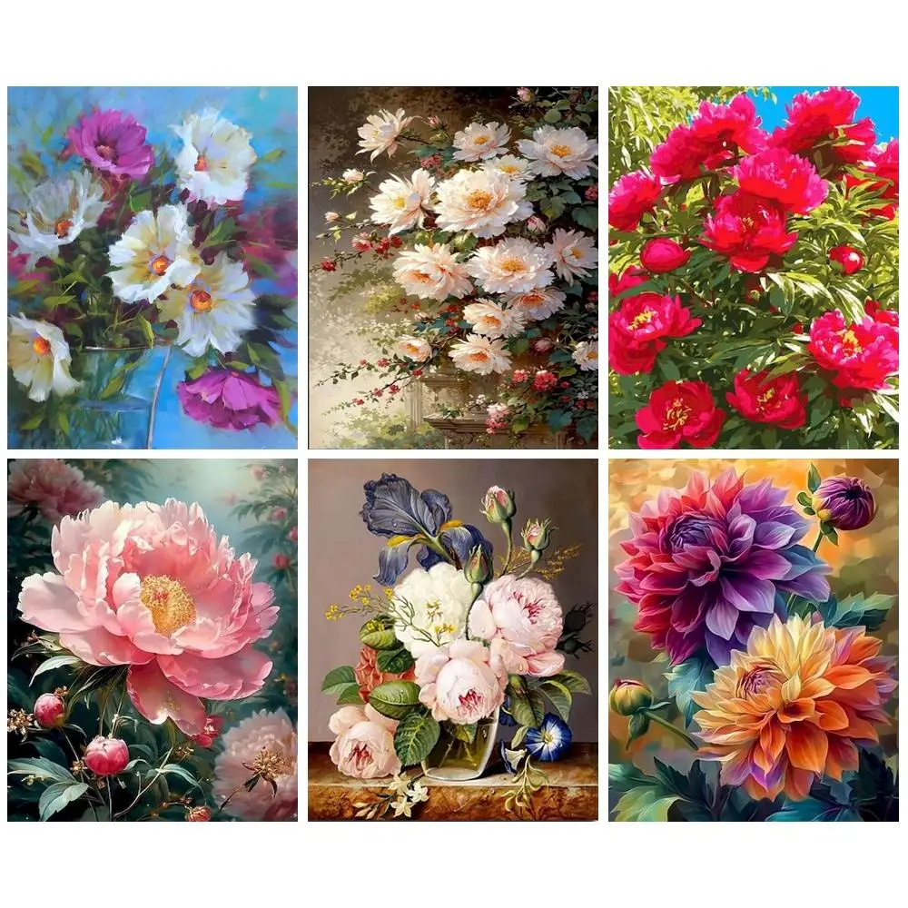 

PhotoCustom Алмазная картина Полный квадратный цветок Картина Алмазная вышивка Набор для вышивки крестом Алмазная мозаика Пейзаж