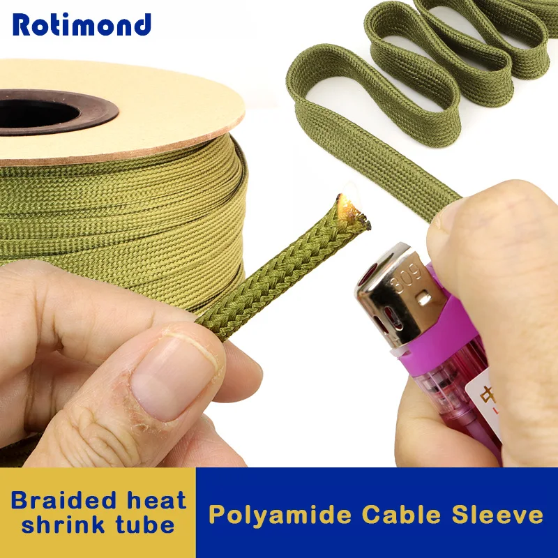 

High Density Nylon Braided Insulated Sleeve Army Green 2.5mm - 60mm 1~30m New Arrive Wire Protection Polyamide Expandable Sheath