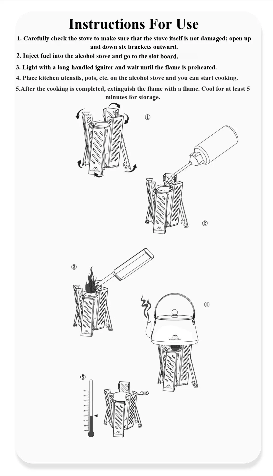 Mountainhiker Outdoor Faltbarer Ultraleichter Sechseckiger Alkoholkocher Tragbarer Edelstahl-Brennerkocher für Camping, Wandern und Survival – Detail 18