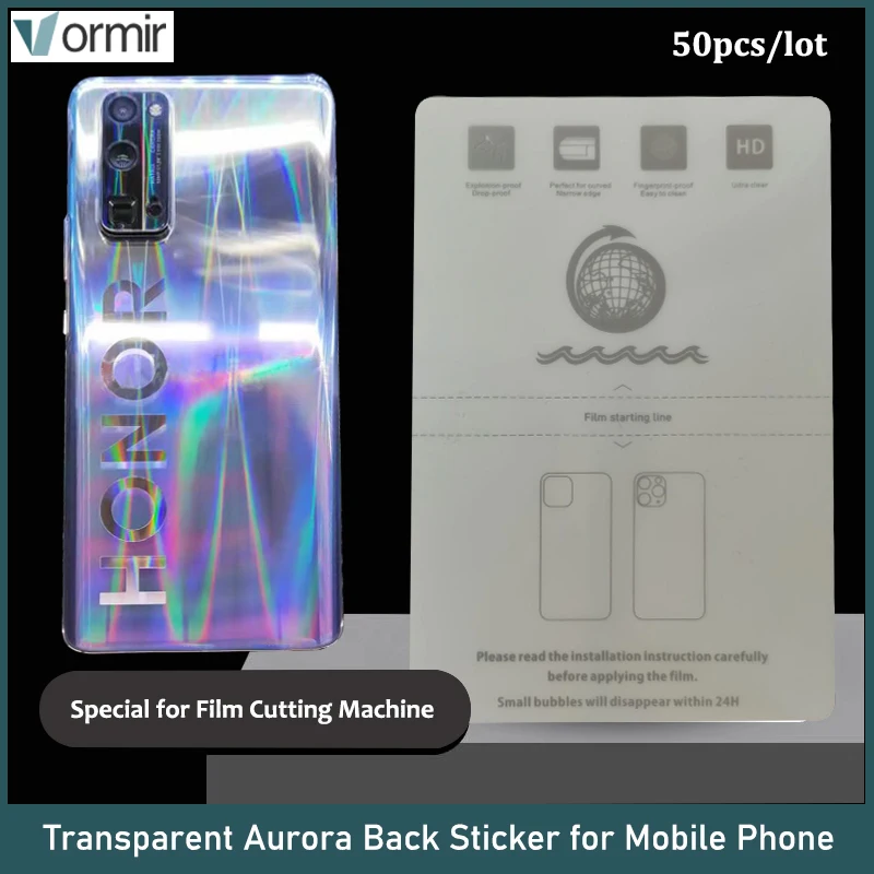 VORMIR 50pcs Aurora Mobile Phone Skins Membrance for Hydrogel Machine Transparent Back Housing Glass Sticker Protective Film