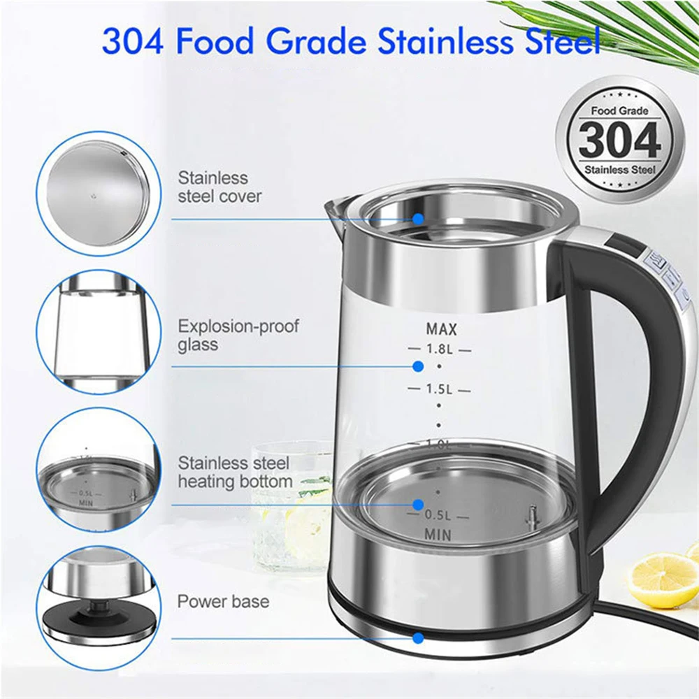 Kettle Transparent New With Insulation Function Household Fast Hot Boiling Kitchen Appliances Electric Kettle High Quality