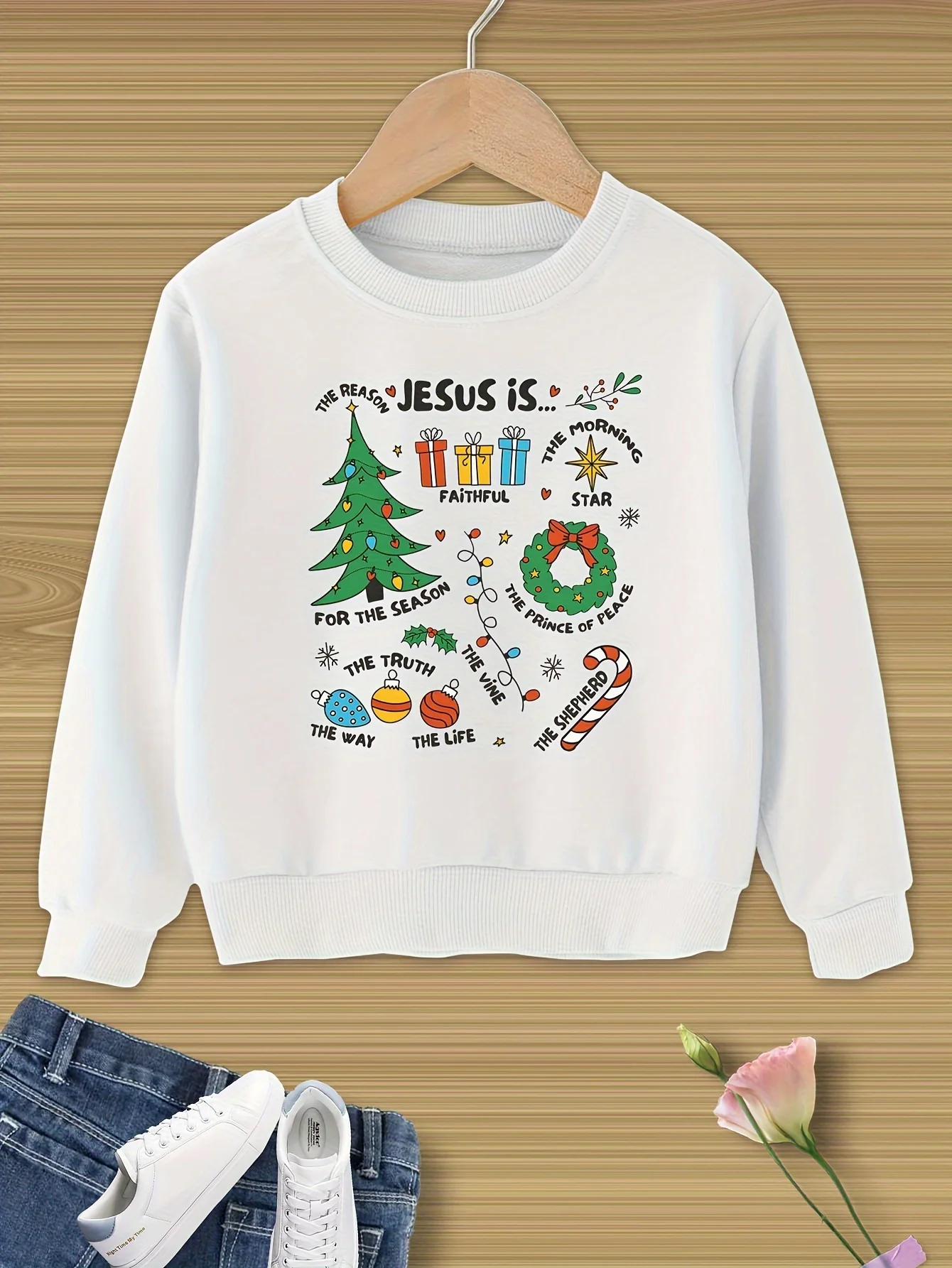 Kids' Christmas Hoodies - Holiday hoodies, long-sleeved, crew neck, party style, regular fit, autumn/winter Christmas gift.
