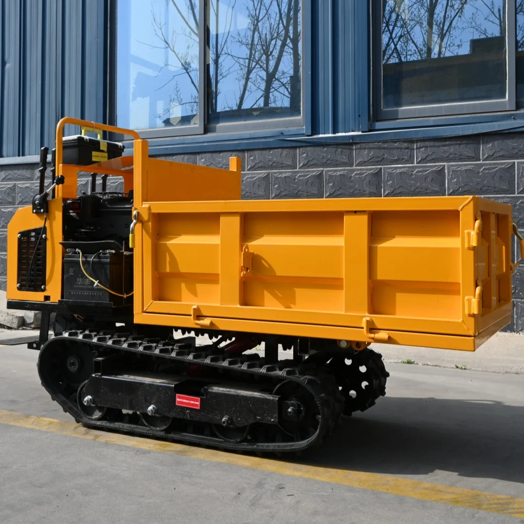Customized All Terrain 1ton Hand-held Mini Track Dumper Self Loading Transportoin Dumper
