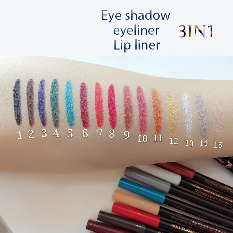 Colorful Eyeliner Pencil Lip Liner Lying Silkworm Pen Lady Charming Long Lasting Waterproof Eye Makeup Cosmetic Tool