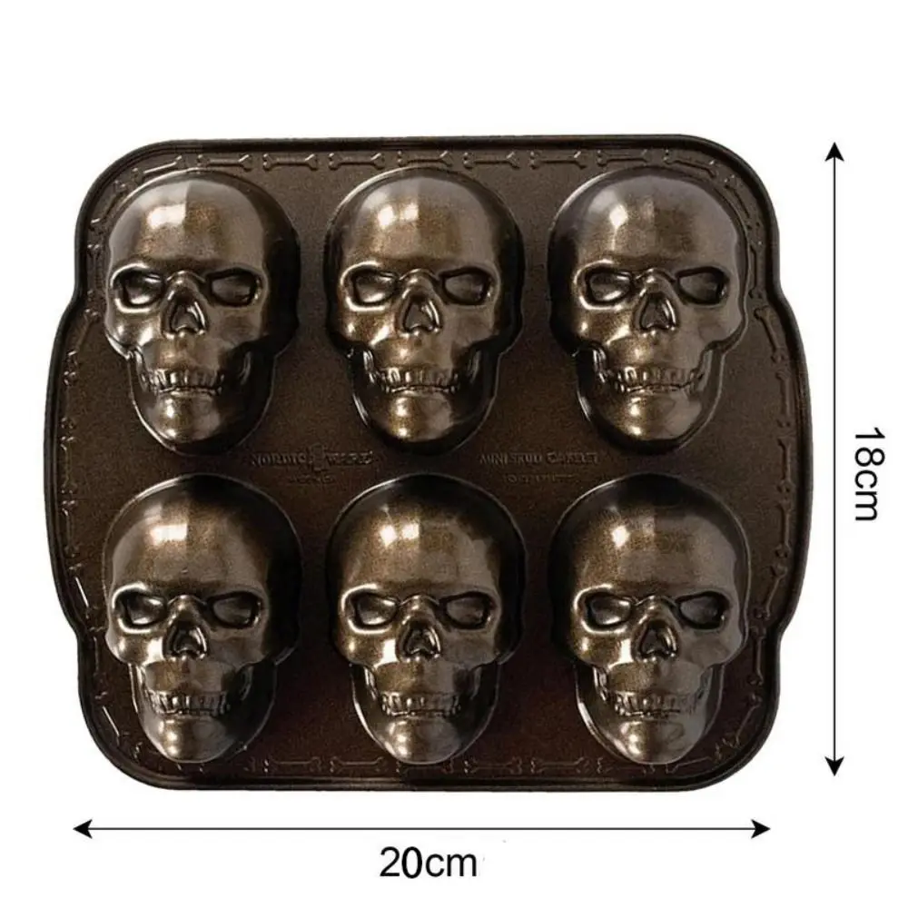 Halloween Skull Baking Mold 3D Metal DIY Skeleton Cake Mold High Temperature Resistance Aluminum Baking Tray Kitchen Supplies