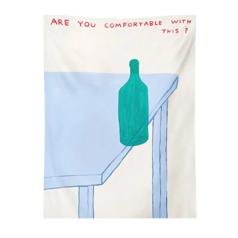 VIKAMA Imbalance Green Bottle Art Hanging Cloth Abstract Oil Painting Tapestry Bedhead Wall Background Cloth Room Decoration