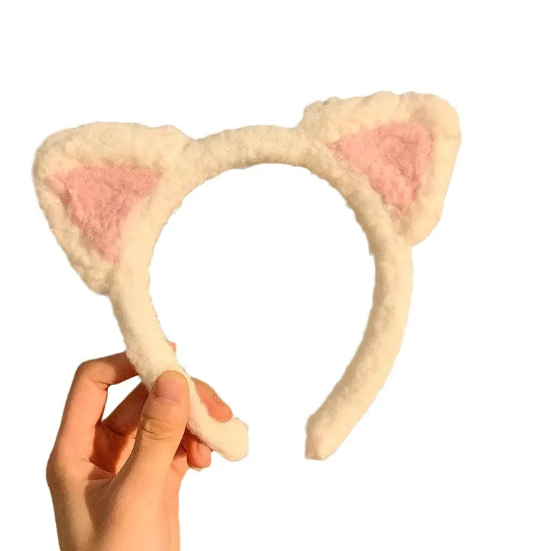 Cute Cat Ears Coral Fleece Soft Headband Bath Shower Make Up Wash Face Headband Headdress Girls Hair Accessories