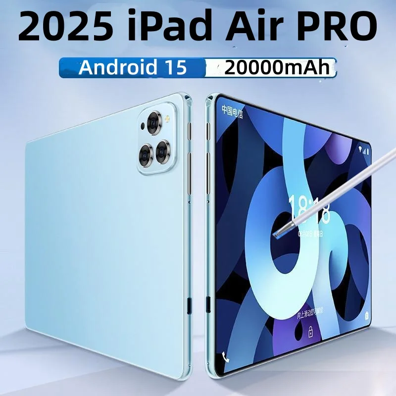 2025 جهاز لوحي أصلي جديد Air PRO 22GB + 2T 11 بوصة HD 4K Android14 20000mAh 5G ثنائي الشريحة مكالمة هاتفية WiFi GPS WPS كمبيوتر لوحي
