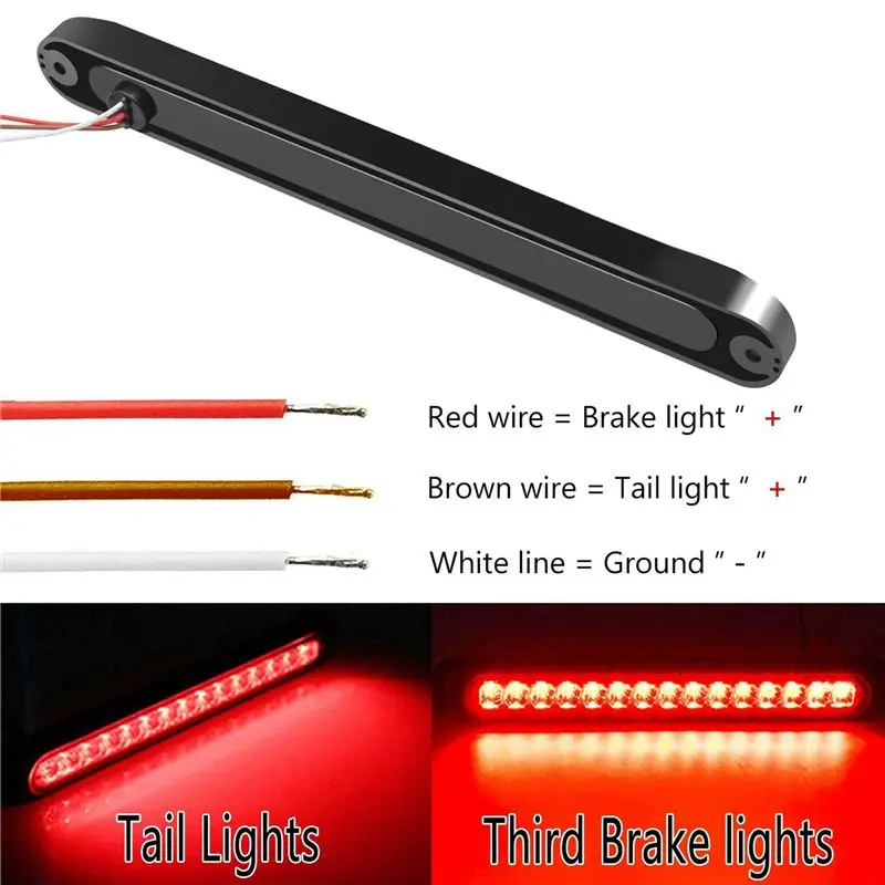 M50K-6Pcs 10Inch 15 LED Trailer Light LED Stop Turn Tail Light Third Brake Bar Strip For Heavy Duty Boats Trucks Red