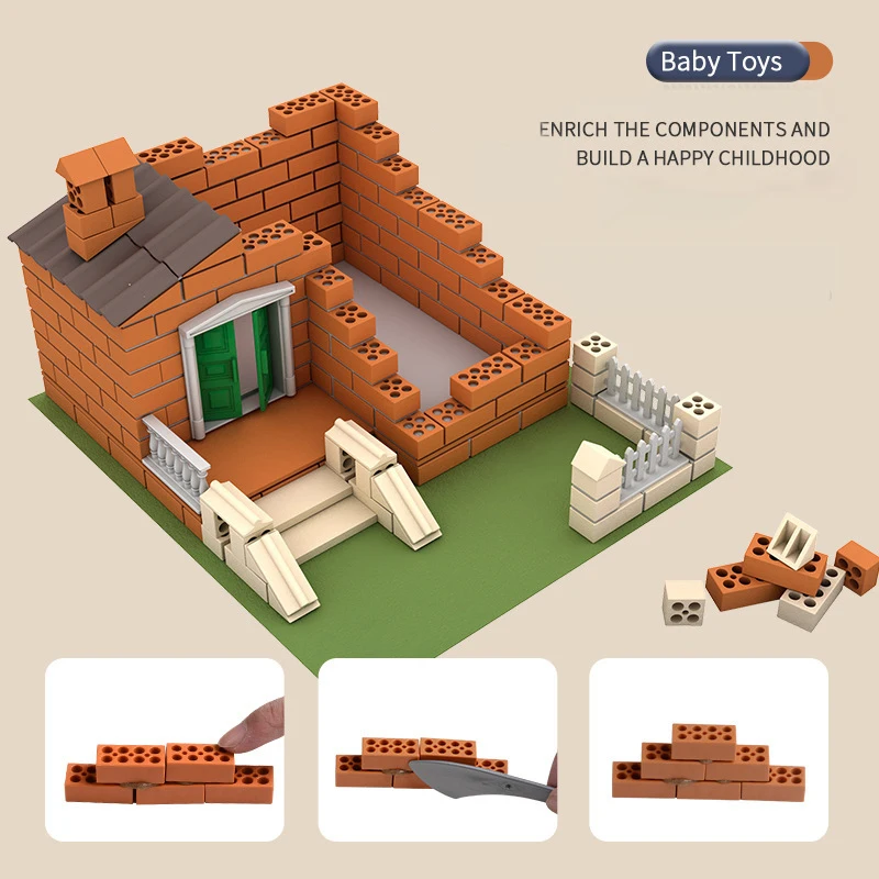 Fai da te casa in miniatura Villa simulazione cemento riutilizzabile Mini Pile Up Brick Assembly Model Building Block Kid builder Toy Gift