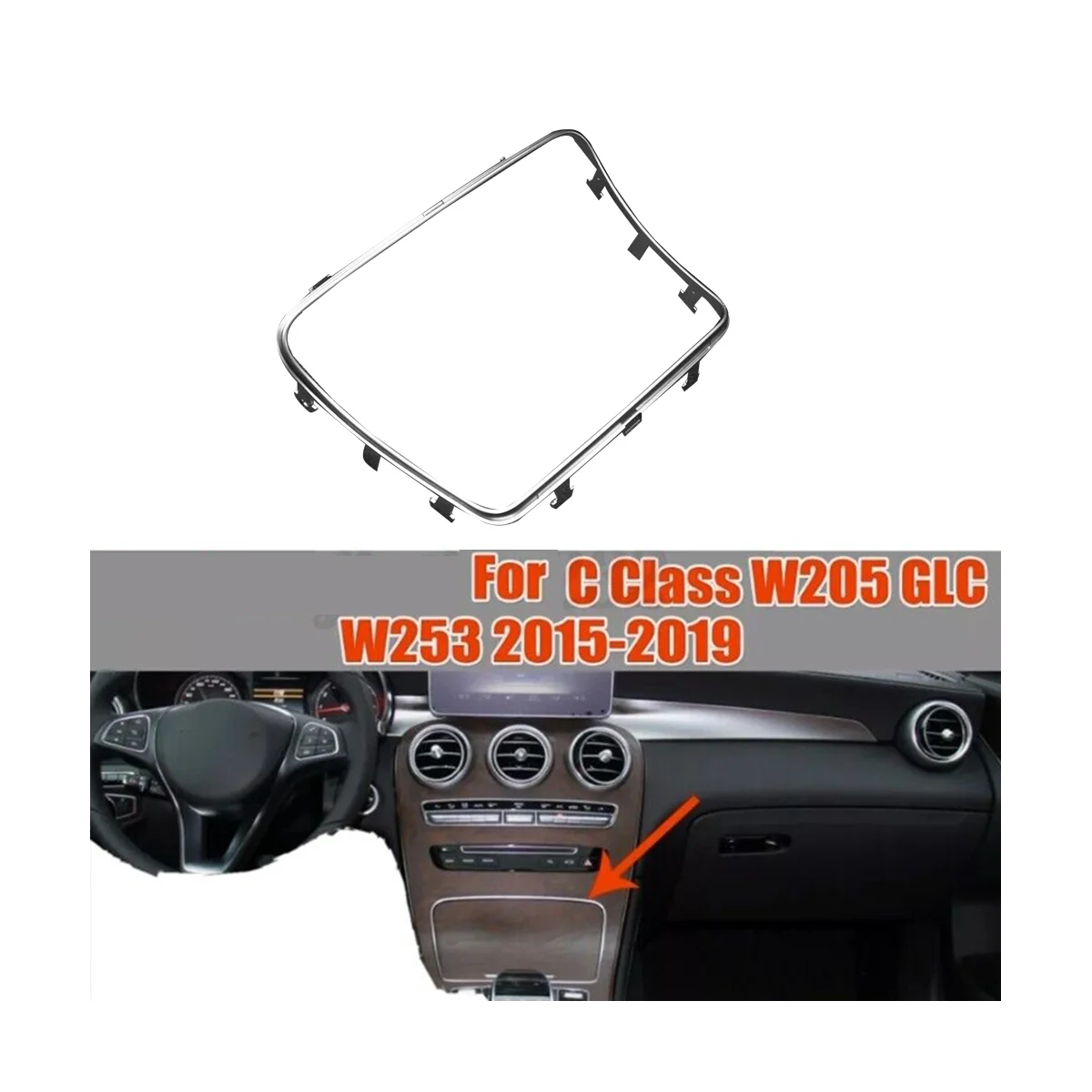 A2056830900ช่องใส่แก้วน้ำด้านหน้ารถโครเมี่ยมสำหรับ Mercedes Benz W205 C205 C253กล่องเก็บของ2015-2021แถบประดับ