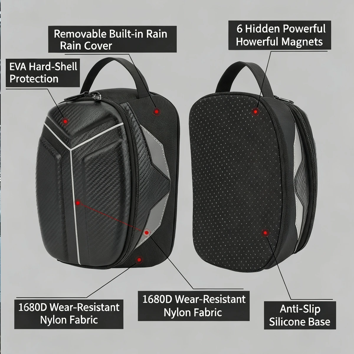Magnetische Motorrad Tank Tasche EVA Hard Shell Motorrad Heizöl Tank Tasche 4,5 L Tragbare Karte Telefon Werkzeug Tasche Universal Schwarz – Detail 26