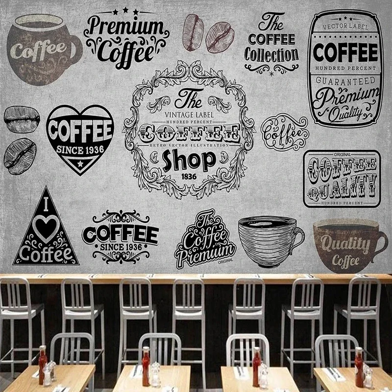 Custom Mural Wallpaper 3D Industrial Style Cement Wall Coffee Shop Background Painting Papel De Parede Sala Tapety Home Décor