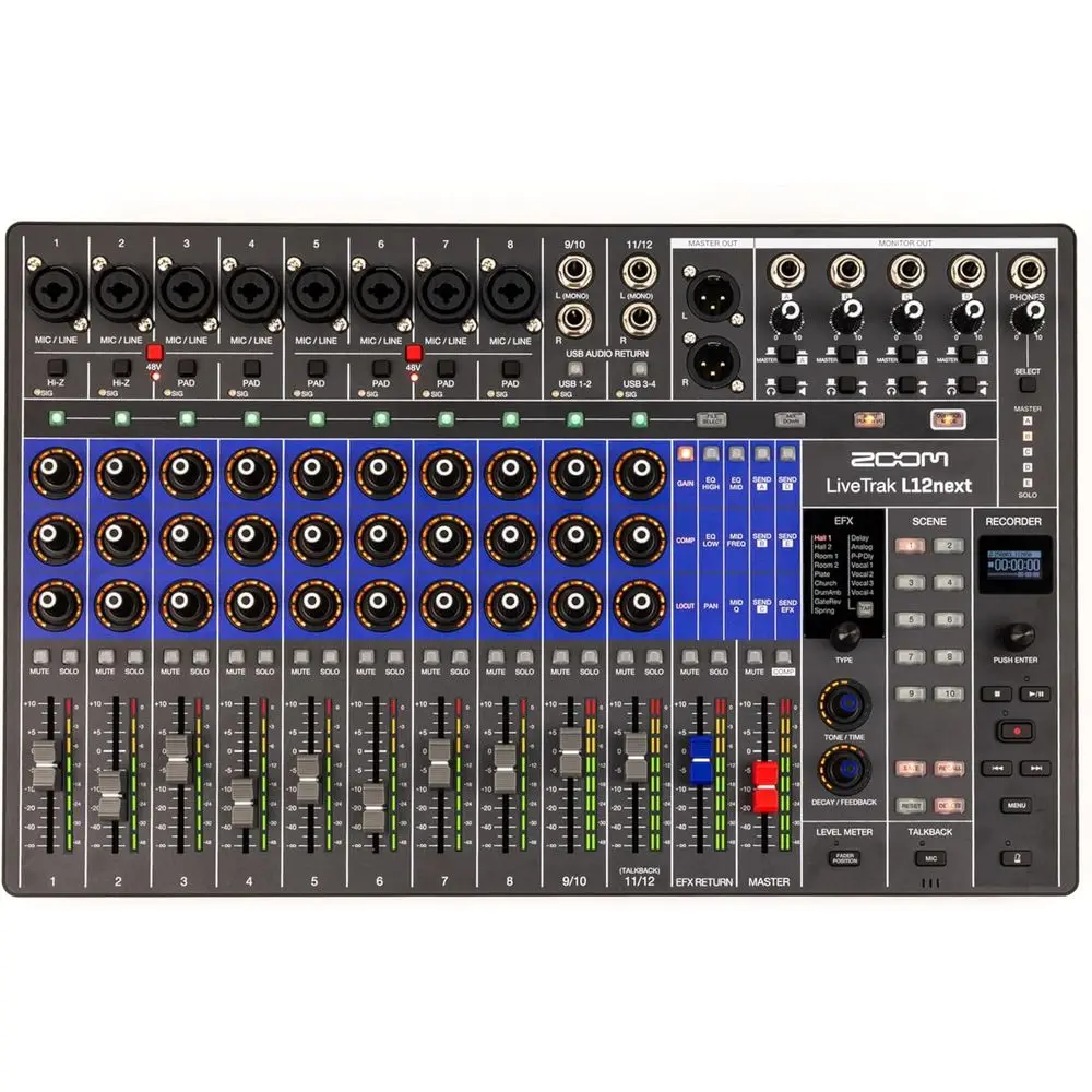 

LiveTrak L12next Digital Mixer & Multitrack Recorder or Musicians, 12-Channels, 32-Bit loat Master, 14-Track Recording at 96 kHz