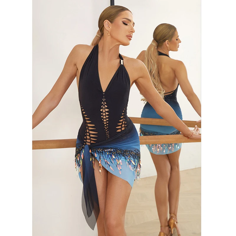 Holle Taille Latin Dans Rok Vrouwen Sexy Dans Kleding Wrap Hip Minirok Volwassen Rumba Salsa Zwarte Rok Praktijk Slijtage DNV17609