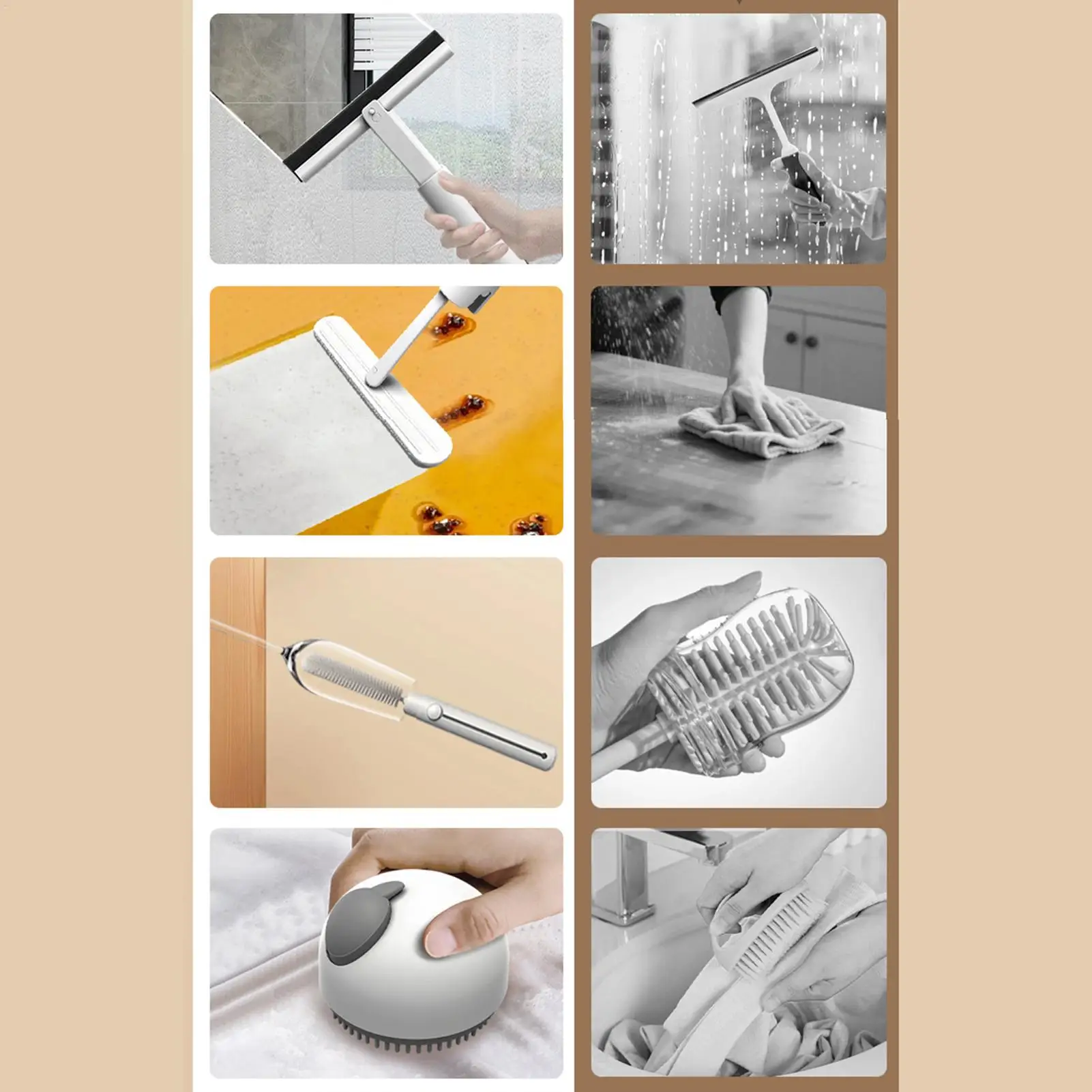 

Cleaning Brush Set Squeegee Tool With Hooks Bird Shape Holder Wet Dry Use Shower Head Cleaning Tool With Hooks For Phone Hole