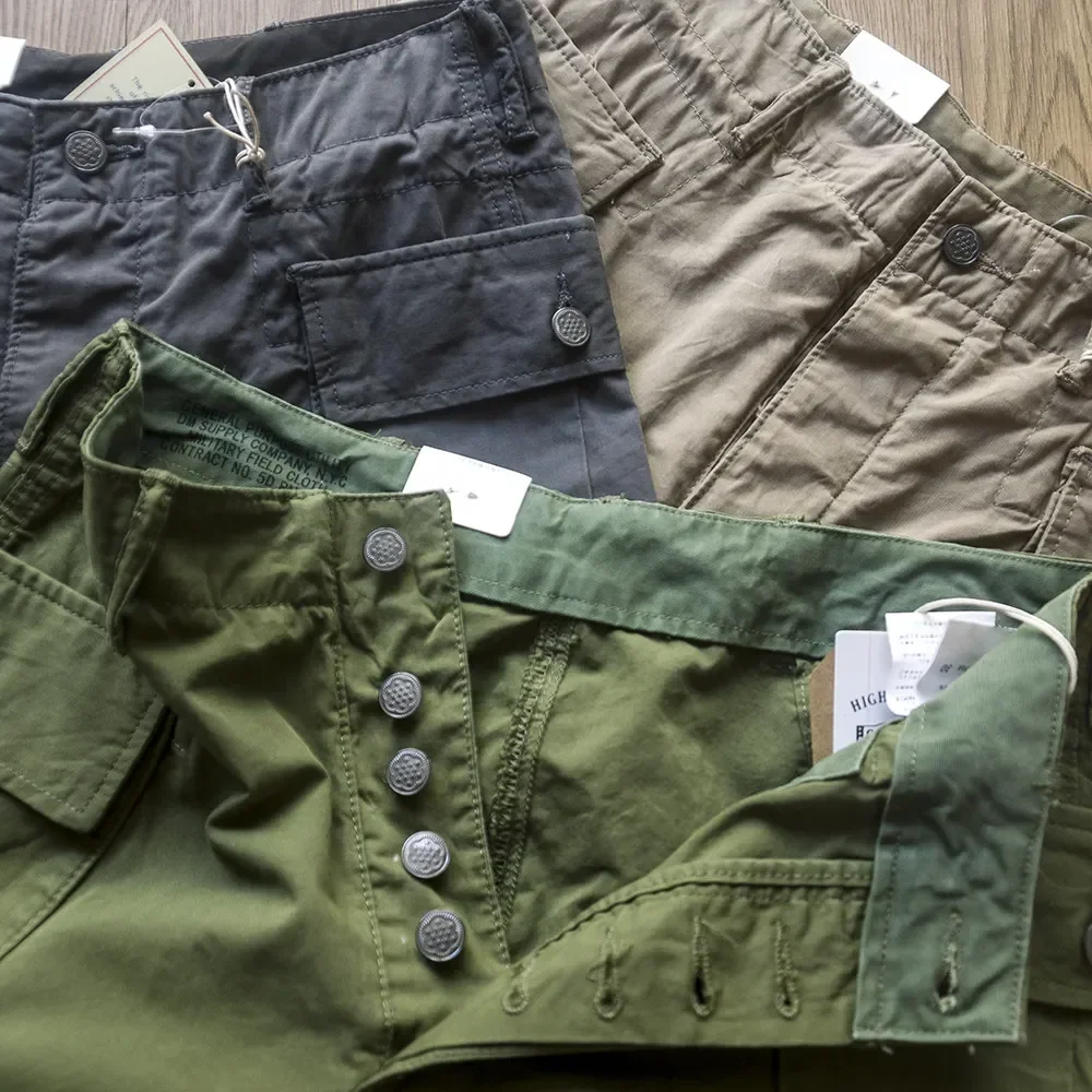American retro p44 paratrooper pants thin blended button placket overalls