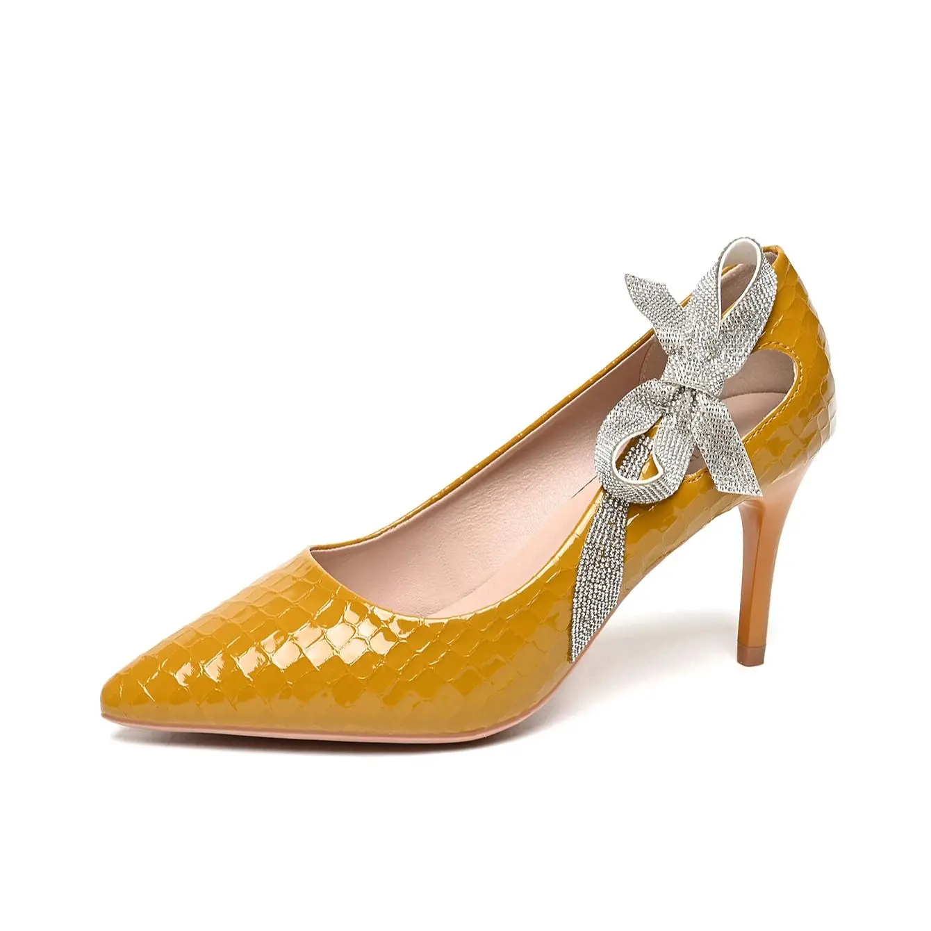 Simple pointed diamond bow delicate high-heeled shallow-mouthed single shoes